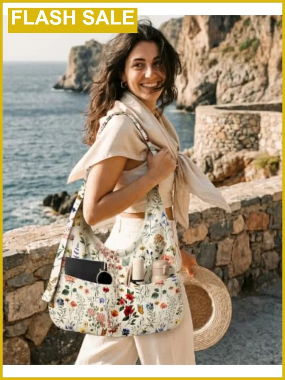 Corduroy Hobo Shoulder Crossbody Tote Bag with Zipper & Pockets